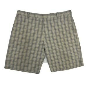 Nike Tiger Woods Collection Shorts 40 Beige Plaid Flat Front‎ Golf